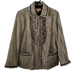 TanJay Black and White Sz 16 petite Blazer Jacket With Pockets